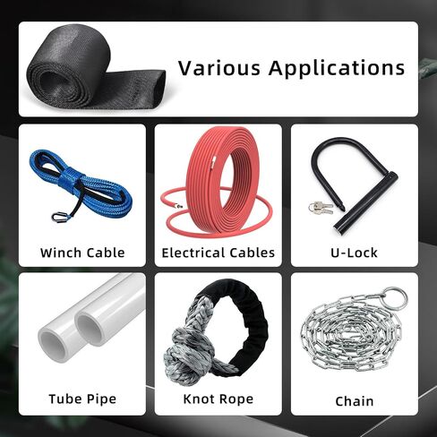 حامي فليلين وينش روب ، Universal Polyester Winch Rope Sleeve Black ، 5cm × 1M in Kuwait