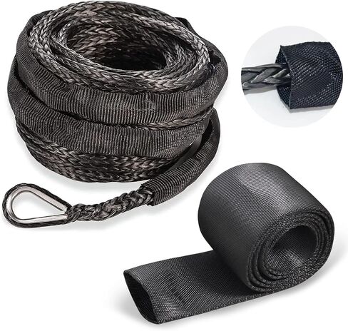 حامي فليلين وينش روب ، Universal Polyester Winch Rope Sleeve Black ، 5cm × 1M in Kuwait
