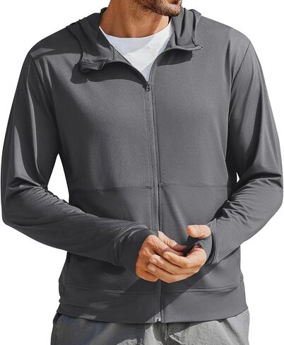 الرجال UPF 50+ الكامل Zip Up Sun Protect Screet سترة طويلة الأكمام خفيفة الوزن للأشعة فوق البنفسجية للرجال المشي لمسافات طويلة الصيد in Saudi Arabia