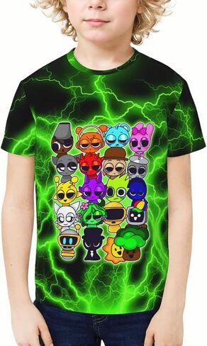 Boys Girls Short Sleeve T Shirts Crewneck Fashion Graphic 3D Printed Novelty Tops 6-16 Years in Saudi Arabia