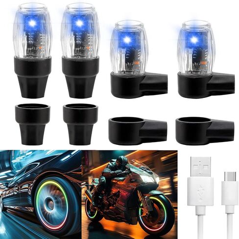 2 حزمة أضواء الإطارات للسيارة LED الملونة عجلة ضوء صمام الجذعية غطاء ضوء فلاش لشاحنة دراجة نارية دراجة نارية مقاوم للماء قابلة للشحن الإطارات تكلم مصباح يتوهج في الظلام عاكس الملحقات (2PC) in Kuwait