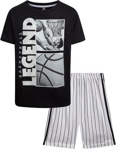 Pro Athlete Boys' Active Shorts Set - 2 Piece Perfomance T-Shirt and Gym Shorts - Activewear Clothing Set for Boys (8-16) in Kuwait