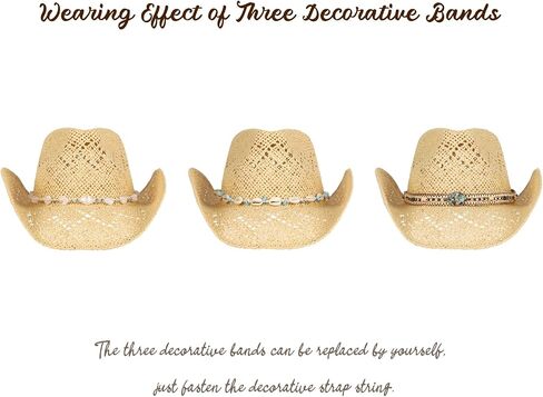Cowboy Hat,Cowgirl Hat,Cowboy Hats for Women/Mens/3 Decorative Bands Straw Hat,Western Cowboy Hat for Women and Men in Saudi Arabia