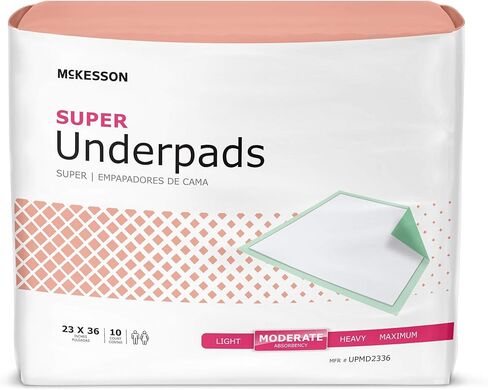 McKesson Super Underpads, Incontinence Bed Pads 23" x 36" [150 Count], Moderate Absorbency, Disposable Chux for Adults, Elderly, and Baby, Pee Pads in Saudi Arabia