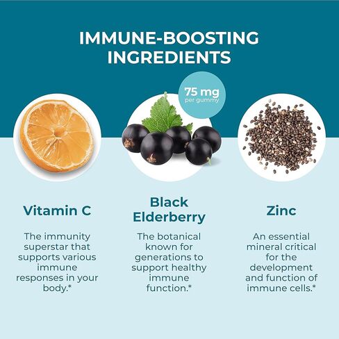 Hyland's Organic Elderberry Plus Gummies, Organic Black Elderberry with ZINC and Vitamin C, Immune Support Supplement for Adults, 60 Vegan Gummies (30 Days) in Saudi Arabia