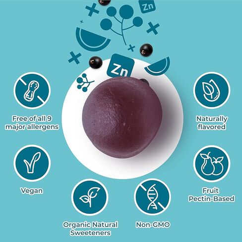 Hyland's Organic Elderberry Plus Gummies, Organic Black Elderberry with ZINC and Vitamin C, Immune Support Supplement for Adults, 60 Vegan Gummies (30 Days) in Saudi Arabia