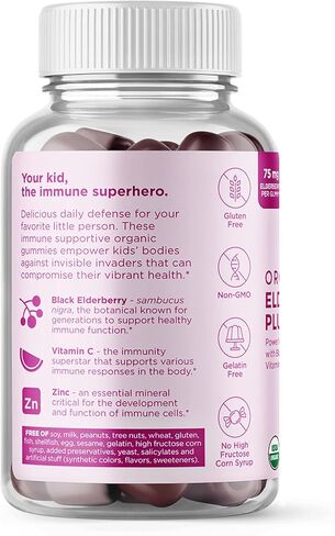 Hyland's Organic Elderberry Plus Gummies, Organic Black Elderberry with ZINC and Vitamin C, Immune Support Supplement for Adults, 60 Vegan Gummies (30 Days) in Saudi Arabia