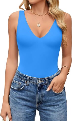 Avidlove Women's Sexy Plunge Deep V Neck Bodysuit Double Lined Sleeveless Thong Body Suit Leotard for Going Out Tank in Saudi Arabia