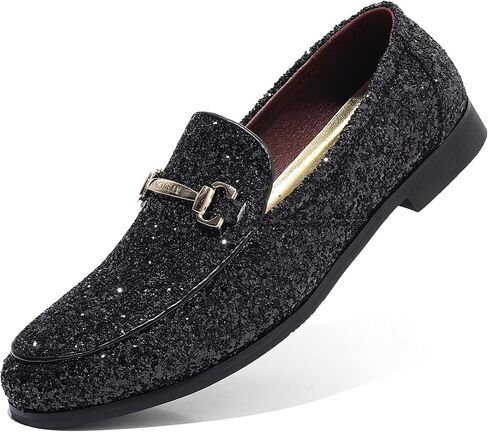 Cosidram Men's Glitter Dress Shoes الترتر المعدني ترتر Tuxedo الفاخرة الذهب متسكع in Saudi Arabia