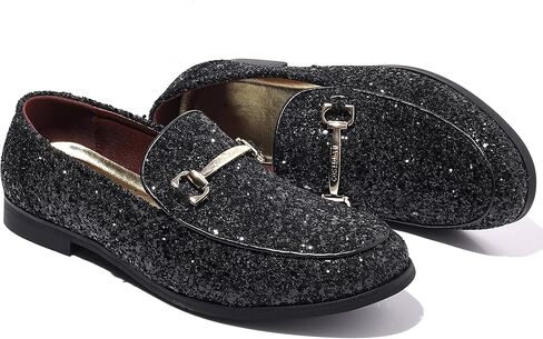 Cosidram Men's Glitter Dress Shoes الترتر المعدني ترتر Tuxedo الفاخرة الذهب متسكع in Saudi Arabia