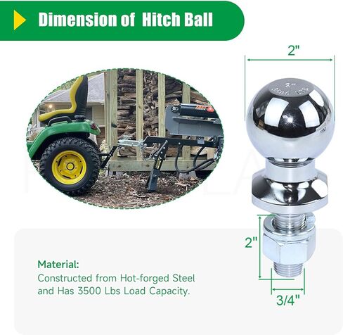مقطورة جزازة العشب مقطورة قطر مع 2 بوصة مقطورة كروم Hitch Ball ، 3/4 × 2 بوصة الكرة ، 3500 رطل ، جرار حديقة Pro Hiit in Kuwait