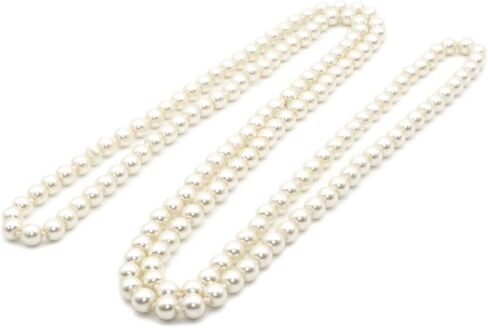 32/48/60 Inches 8mm Glass Pearls Strand Layered Necklace Knoting Beaded Long Necklace White Beige Pink for Women in Saudi Arabia