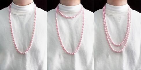 32/48/60 Inches 8mm Glass Pearls Strand Layered Necklace Knoting Beaded Long Necklace White Beige Pink for Women in Saudi Arabia