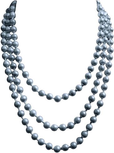 32/48/60 Inches 8mm Glass Pearls Strand Layered Necklace Knoting Beaded Long Necklace White Beige Pink for Women in Saudi Arabia