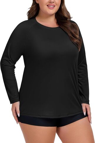 Women's Plus Size Swim Shirt Long Sleeve Rash Guard UV Protection Sun Shirts UPF 50+ Quick Dry Hiking Fishing Tops in Kuwait