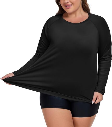 Women's Plus Size Swim Shirt Long Sleeve Rash Guard UV Protection Sun Shirts UPF 50+ Quick Dry Hiking Fishing Tops in Kuwait