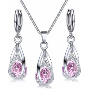 IFKM Silver Jewelry Sets for Women Rhinestone Crystal CZ Bridal Bridesmaid Accessories Necklace Earrings set for Wedding Prom Anniversary Birthday Gifts