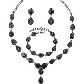 Austrian Crystal Rhinestone Necklace Dangle Earrings Link Bracelet Jewelry Set for Brides Bridesmaid Prom Costume Accessories for Women in Kuwait