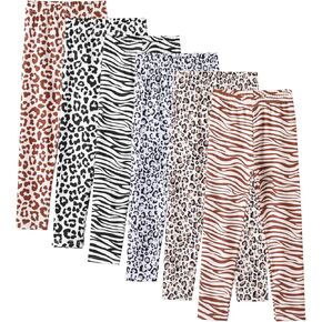 6 Pack Girls Printed Leggings Kids Ankle Length Leggings Girls Comfortable Stretchy Soft Pants