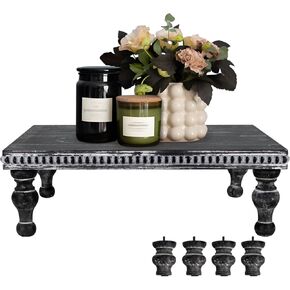 Maoname Wood Display Risers صينية زخرفية ، Farmhouse Resperstal Stand لعرض ديكور المنزل ، صينية خشبية بنية عتيقة عداد المطبخ ، وأقدام قصيرة وطويلة