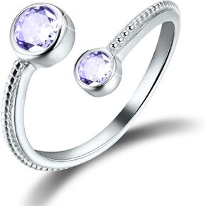 S925 Sterling Silver Birthstone حلقة قابلة للتعديل شهر يناير الولادة الولادة هدايا عيد ميلاد مفتوحة للنساء