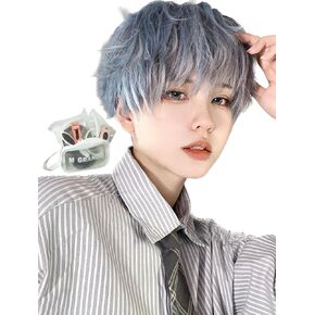 wig premium line 【 active top stylist produce 】 6 items set inner color line men's original wig short small face effect（neo whiteSt DY09C）