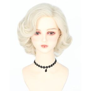 Old Lady Wigs for Women Short Curly Gray Granny Wig Old Lady Costume for Woman Halloween Costume 5 Piece Wig