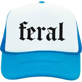 Feral in Gothic Font Trucker Hat Funny Summer Unisex Classic 5 Panel Mesh Snap Back