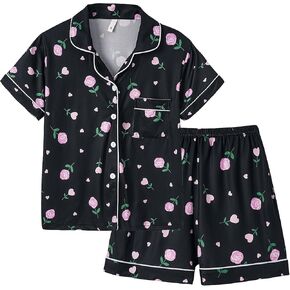 VopMocld Girls 2PCS مجموعات Pajama زر أسفل الأكمام قصيرة مع شورتات سروال سمين الصيف مجموعات صالة لطيف