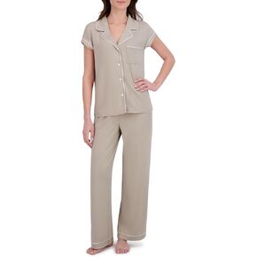 RACHEL ZOE Button Up Pajamas for Women Set, Jersey Knit Soft PJs with Button Down Pajama Top and Long PJ Pants