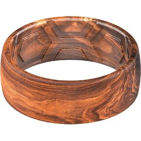 ThunderFit Silicone Wedding Ring for Men, Printed Design 8.1mm Wide 2mm Thick (Wood - Size 12-12.5 (21.80mm))