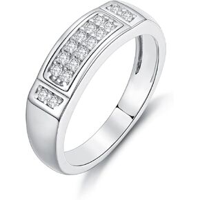 Men's Wedding Rings 925 Sterling Silver Ring White AAAAA Cubic Zirconia Size 8-13 Engagement Promise Ring