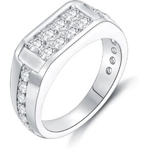 Men's Wedding Rings 925 Sterling Silver Ring White AAAAA Cubic Zirconia Size 8-13 Engagement Promise Ring for Men