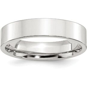 Solid 925 Sterling Silver 5mm Comfort Fit Flat Plain Classic Wedding Band Ring