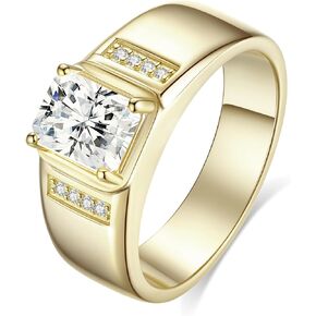 2CT CUT CUT MOISSANITE خاتم الخطوبة D Color VVS1 Clarity Solitaire Moissanite Band S925 Sterling Silver 9K Gold Plated Moissanite Promise Size 5-12