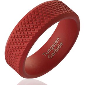 100S JEWELRY Knurl Tungsten Rings with Knurling Diamond Pattern Men Wedding Band 8mm wide Hypoallergenic Size 6-16
