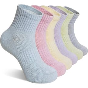 Dosmart Kids Ongle Socks Boys Girls Youth Youth Teen Athletic Cotton Short Breatable Quarter Runch Running Sock 6 أزواج