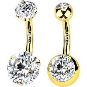 2PCS 14K حلقات زر البطن مملوءة بالذهب ، 14G 10 مم/12 مم زر الحديد ملولب زر ثقب ، حلقات خاتم السرة المجوهرات
