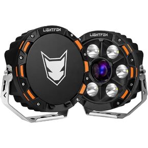 LIGHTFOX LED القرون الخفيفة المستديرة، 7053LM 5 بوصة LED القرون الطرق الوعرة ضوء القيادة مع العنبر DRL لتبديل بقعة شعاع التحرير والسرد شعاع، IP68 أضواء القيادة على الطرق الوعرة مطلق النار للشاحنات جيب ATV UTV بيك اب