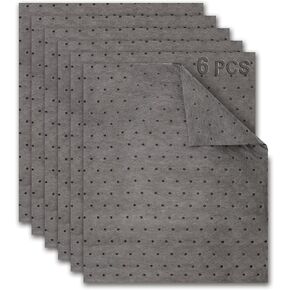 AAwipes Oil Absorbent Pads Mat Pre-Grade Universal Pads Absorbs All Liquids 3MM Thicker More Absorption for Garage, Car, Truck, Motorcycle - Grey 6 Pack 15" X 18" OG1518-6S