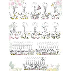 Sureio 50 Pcs Spanish Christian Keychain Gifts Llaveros Cristianos En Español Acrylic Bible Verse Scripture Religious Inspirational Butterfly Key Ring for Mother Sister Friend Teacher Nurse Gift Bulk