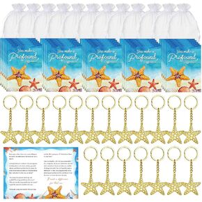 Kigeli 40 Set Starfish Story Gifts Bulk Employee Staff Appreciation Gifts Starfish Story Appreciation Greeting Cards Keychain Mini Keepsake Organza Bags for Nurse Teachers Volunteers Presents(Silver)