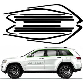 Side Window Chrome Delete Vinyl Wrap Overlay fit for 2011-2021 Jeep Grand Cherokee with Blackout Film Gloss Black Kits Accessories