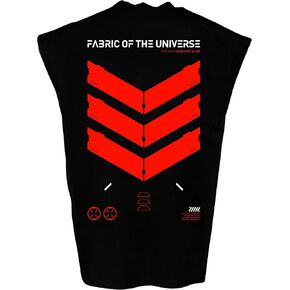 Fabric of the Universe Techwear Graphic Cyberpunk Fashion T-Shirt (Black Red V3-S Sleeveless, Medium)
