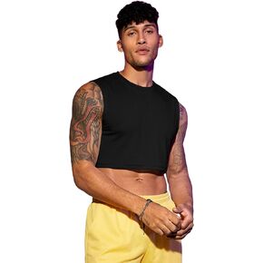 SOLY HUX Men's Solid Sleeveless Round Neck Casual Summer Crop Tank Top Shirts