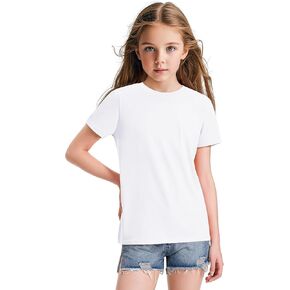 KEREDA Girls Shirts Short Sleeve Soft Cotton T-Shirts Plain Tees Tops Clothes for Kids