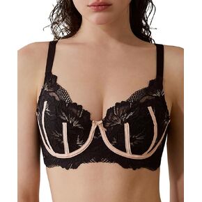 Women's Minimizer Bras Floral Lace Bralette Full Coverage Push Up Soft Underwire Padded Everyday Bra