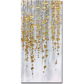 اللوحات Yotree ، 30 × 60 بوصة الطلاء زيت زيت يدوية اللوحة الفضة الذهب لوحات ثلاثية الأبعاد مرسومة يدويا على القماش مجردة الأعمال الفنية الخشب داخل مؤطرة الجدار الديكور التجريد