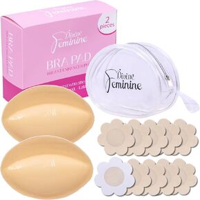 Silicone Push Up Bra Inserts – Reusable Double-Sided Adhesive Pads for Lift, Cleavage & Volume – Invisible Bra Pads for Swimsuits, Sports Bras & Dresses Beige