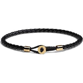 Elegatto Uno Premium Braided Leather Bracelet for Men | Full-Grain Leather with Sterling Silver Polished Stainless Steel Closure | Men’s Designer Bracelets